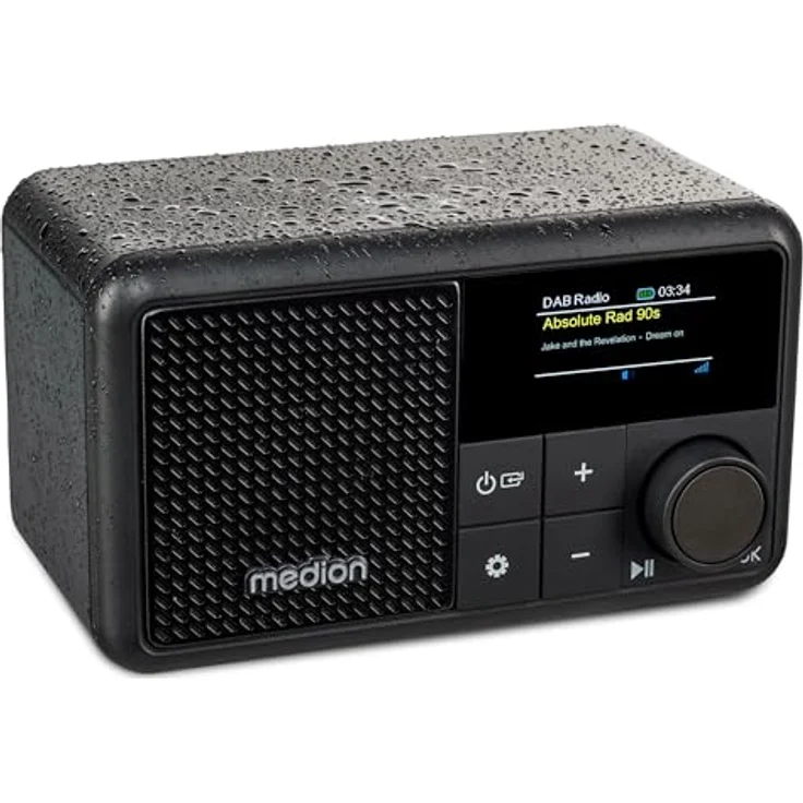 MEDION S66822 Tragbares Mini DAB+ Radio mit Bluetooth (Akku, dimmbares Farbdisplay, Teleskopantenne, Sleeptimer,Wecker, Snooze, AUX, USB-C) in schwarz – Bild 5