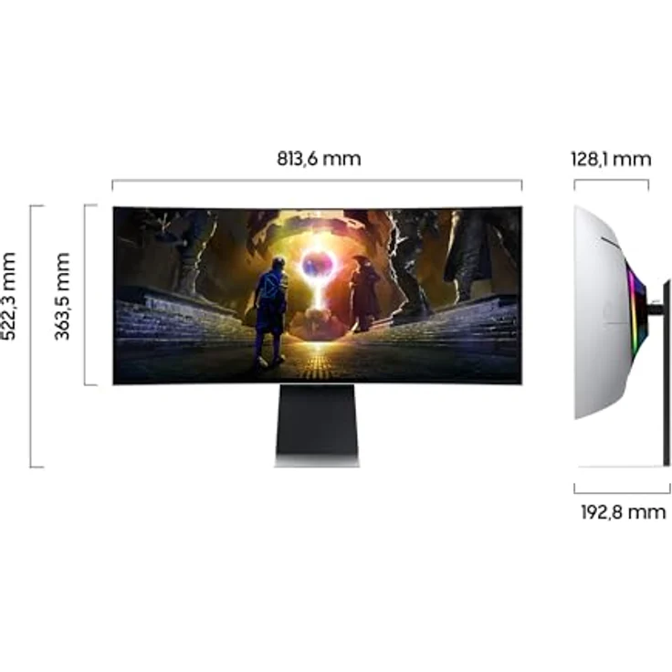 Samsung Odyssey G85SD Curved Gaming Monitor, 34 Zoll, QD-OLED-Panel, UWQHD, 3440 x 1440 Pixel, AMD Freesync Premium Pro, 0,03 ms Reaktionszeit, 175 Hz Bildwiederholrate, schwarz – Bild 2