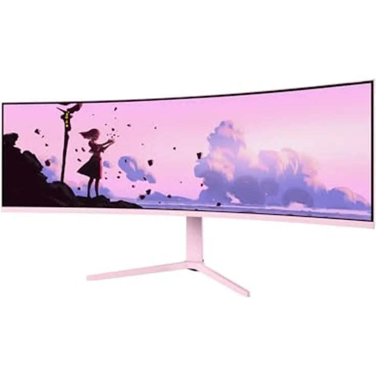 Arozzi Nova 49“ Curved Gaming Monitor, VA 165Hz Ultrawide QHD 1440p, HDR10, flimmerfrei, 100% sRGB, rosa – Bild 1