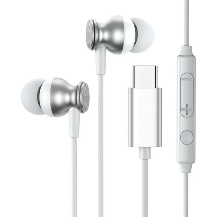 Joyroom Ear-Kopfhörer JR-EC04 Silver, USB Typ C mit Fernbedienung und Mikrofon, kristallklarer Hi-Fi-Sound und ergonomisches Design