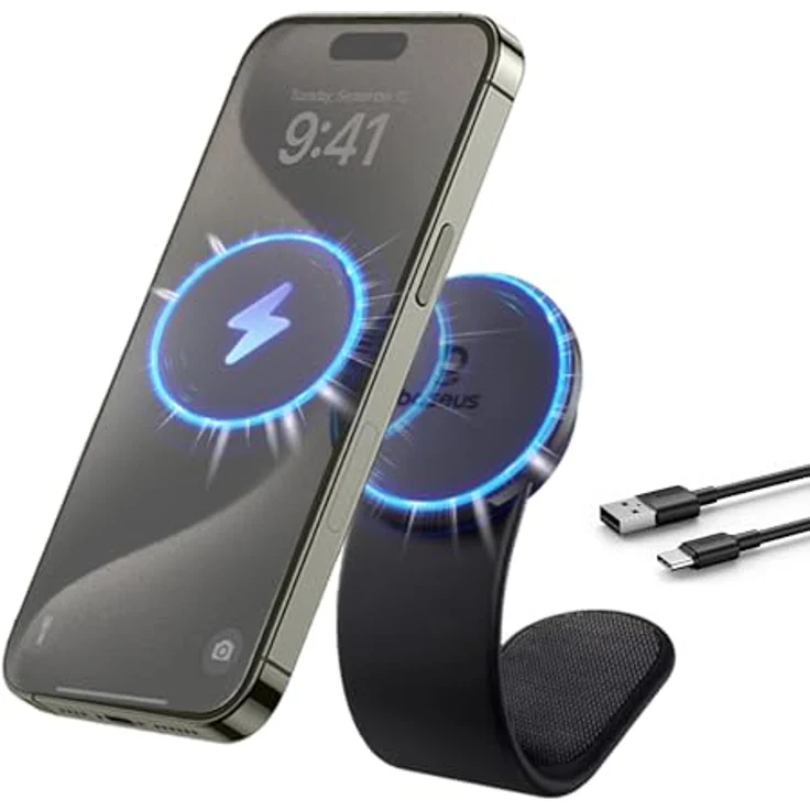 Baseus Wireless Charging Car Mount C02 Pro Series, Wireless Charger mit 15 W Leistung, Schwarz – Bild 1