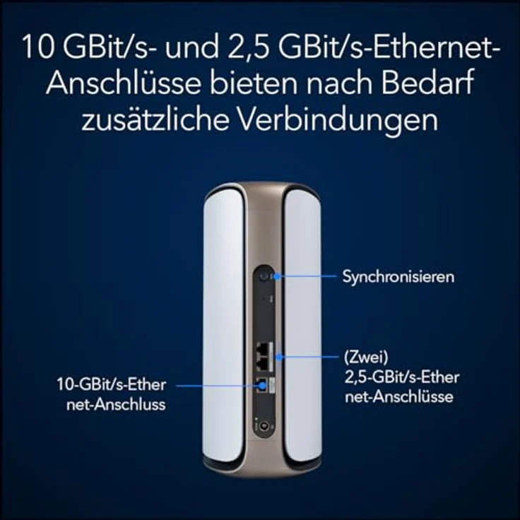 NETGEAR Orbi 970-Serie Quad-Band WiFi 7-Mesh-Zusatzsatellit (RBE970) - kompatibel mit Orbi RBE962S und RBE963S, bietet zusätzliche Abdeckung von bis zu 220 m², BE27000 802.11be (bis zu 27 GBit/s) – Bild 5