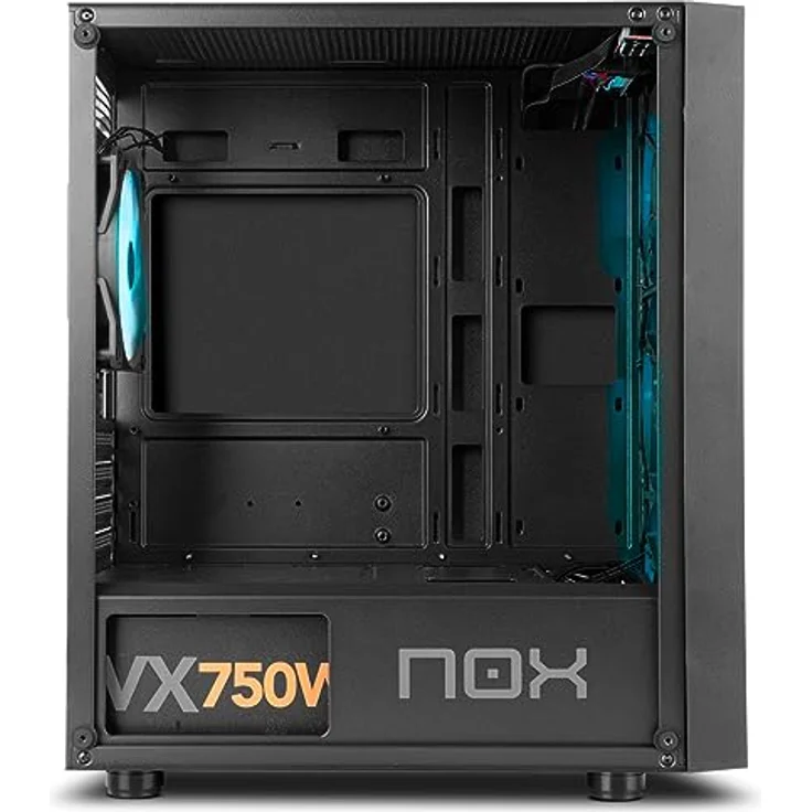 NOX XTREME PRODUCTS Infinity Epsilon - Mid-Tower M-ATX/ITX ARGB Rainbow, Front Mesh,Seitenteil aus gehärtetem Glas, 4 eingebaute Lüfter, Grafikkarten kompatibel bis 310mm, USB 3.0, Schwarz – Bild 3