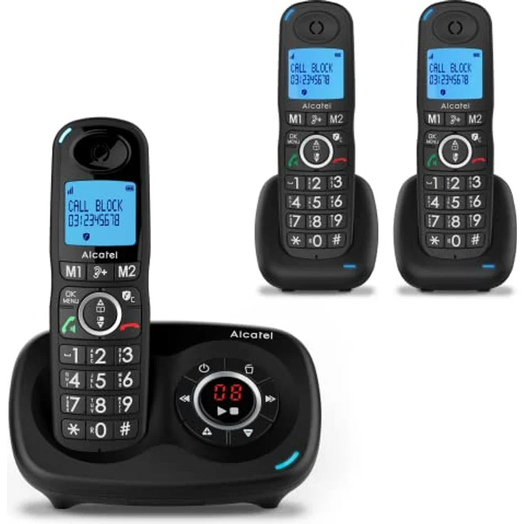 Alcatel XL595 Voice Trio schnurloses Großtastentelefon mit DREI Mobilteilen und Anrufbeantworter extra großes Festnetztelefon für zuhause mit Anrufschutz – Bild 1