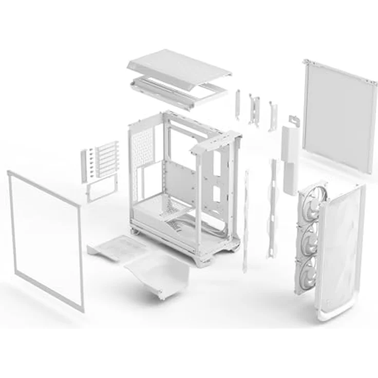 Fractal Design Meshify 3 RGB TG Clear, Midi-Tower PC-Gehäuse für E-ATX Mainboards, weiße Farbe, mit 3x 140-mm-Momentum-RGB-Lüftern und Tempered Glass Seitenteil – Bild 10