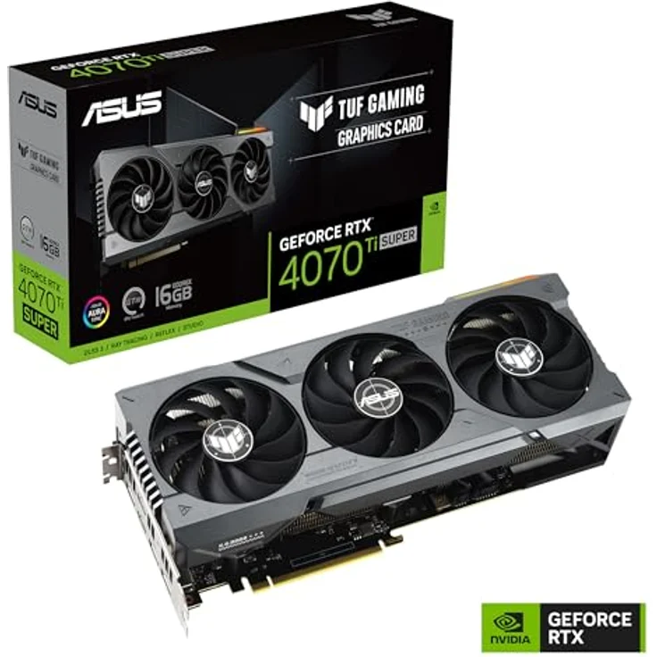 ASUS TUF Gaming GeForce RTX 4070 Ti SUPER 16GB GDDR6X Gaming Grafikkarte (NVIDIA GeForce RTX4070Ti DLSS 3, PCIe 4.0, 2X HDMI 2.1a, 3X DisplayPort 1.4a, TUF-RTX4070TIS-16G-GAMING, schwarz) – Bild 2