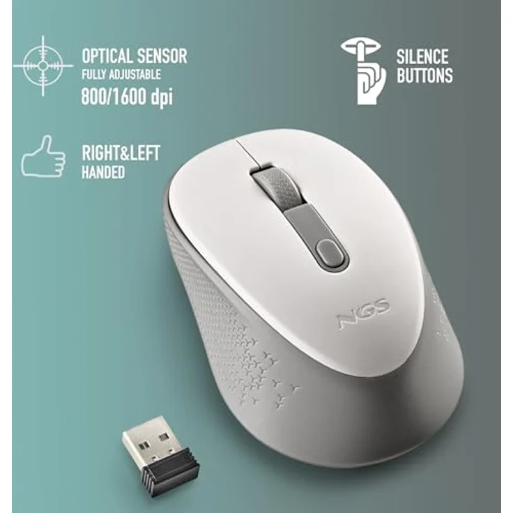 NGS Dewwhite Wireless Mouse, kabellose Maus in Weiß – Bild 4