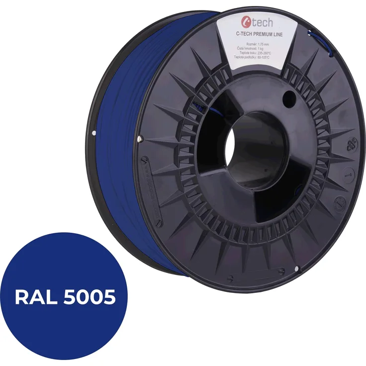 C-Tech PREMIUM LINE TPU 90A, flexibles 3D Filament in signalblau RAL5005, 1.75 mm, 1000 g, hohe Dehnung und chemische Beständigkeit