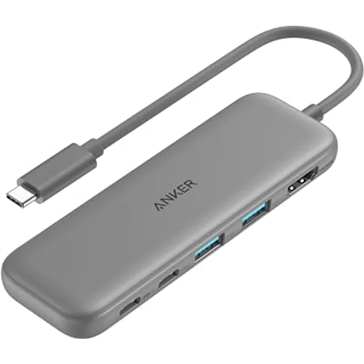 Anker USB C Hub 332 (5-in-1) mit 4K HDMI Display, 5Gbps Datenanschluss und 2 USB-A Ports für MacBook Pro, Air, Dell XPS, Lenovo Thinkpad, HP Laptops - Silber – Bild 1