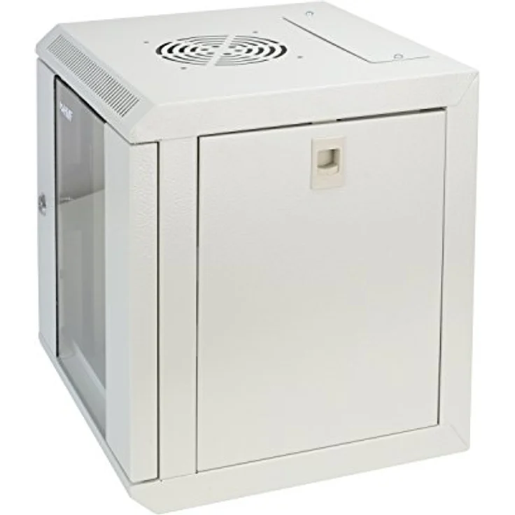 HMF 63306-07 Serverschrank 10 Zoll, 6 HE, Netzwerkschrank mit Sicherheitsglastür, lichtgrau, 31,2 x 30 x 35 cm, voll montiert – Bild 5