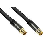 Good Connections GC-M2055 SmartFLEX TV Antennenkabel, 5 m, IEC/Koax Stecker an Buchse, 4-fach geschirmt/120dB/75 Ohm, vergoldete Anschlüsse Schwarz