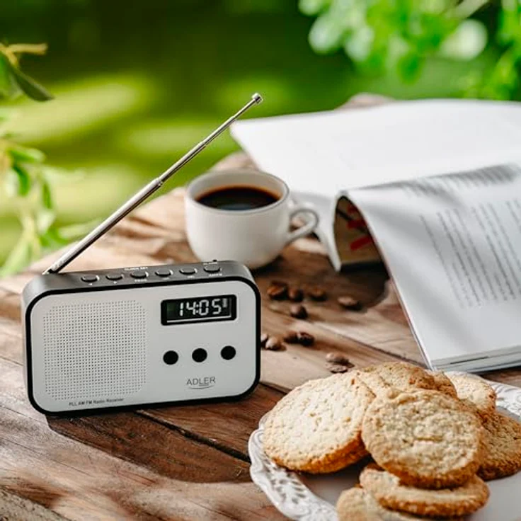 Adler AD 1907 PLL AM/FM-Digitalradio, modernes Radio mit Weckerfunktion, USB-C-Anschluss, weiß/schwarz – Bild 10