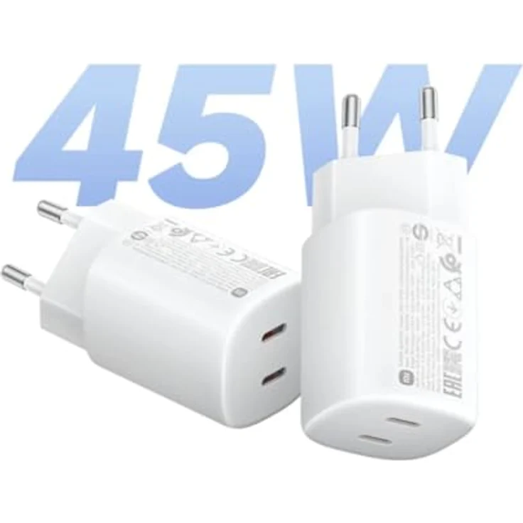 Xiaomi Ladegerät BHR087OEU, 45 W Nano Turbo Charging Power Adapter, 2 x USB Typ-C, weiß – Bild 4