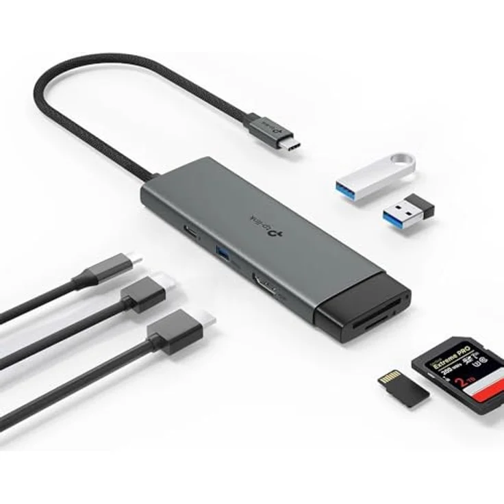 TP-Link UH7021C, USB C Hub mit 7 Ports, PD100W, 4K 60Hz HDMI, 1× USB C, 2× USB A, SD-/microSD-Karten bis 200 MB/s, Plug und Play, kompatibel mit MacOS, Windows, Linux, iPad OS, iOS, Android – Bild 1