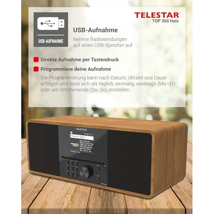 Telestar Top 300, Internetradio mit DAB+, FM, Bluetooth 5.3, WLAN und CD-Player, Braun – Bild 7