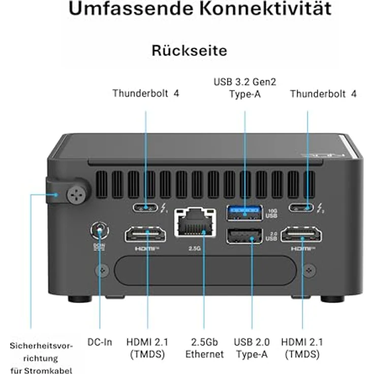 ASUS NUC 15 Pro RNUC15CRKV700002, Barebone-Mini-PC mit Intel Core Ultra 7, 16-Core, KI-Beschleunigung, flexible Speichererweiterung, WiFi 5/6/7, Bluetooth – Bild 7