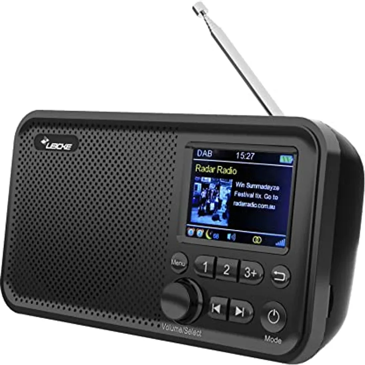 LEICKE tragbares DAB+ Radio mit Bluetooth 5.0 | DAB/DAB+ und UKW Radio, 2,4" Farbdisplay, 60 Voreinstellungen, Küchenradio mit Kabel oder 2000mAh Akkubetrieb, MicroSD/TF/AUX Anschluss, Alarmfunktionen