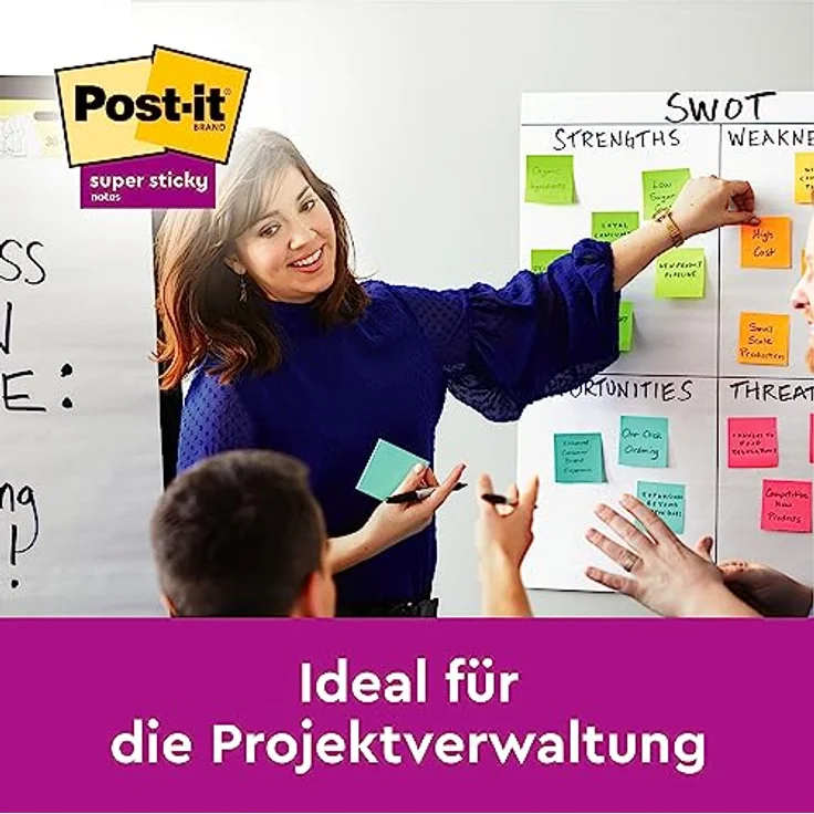 Post-it Super Sticky Haftnotizblock 622-12SS-COS, Haftnotiz Super Sticky Notes Miami Collection, 476 x 476 mm, 12x 90 Blatt, türkis, neongrün, neonpink – Bild 9