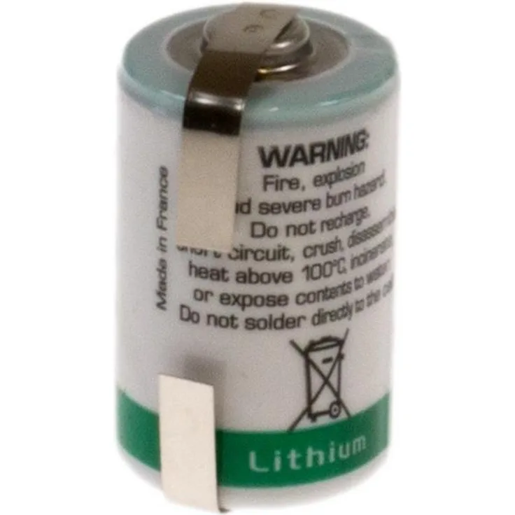 SAFT LS 14250 1/2 AA Lithium-Batterie, 3,6 V, 1200 mAh, U-Lötfahnen-Anschluss