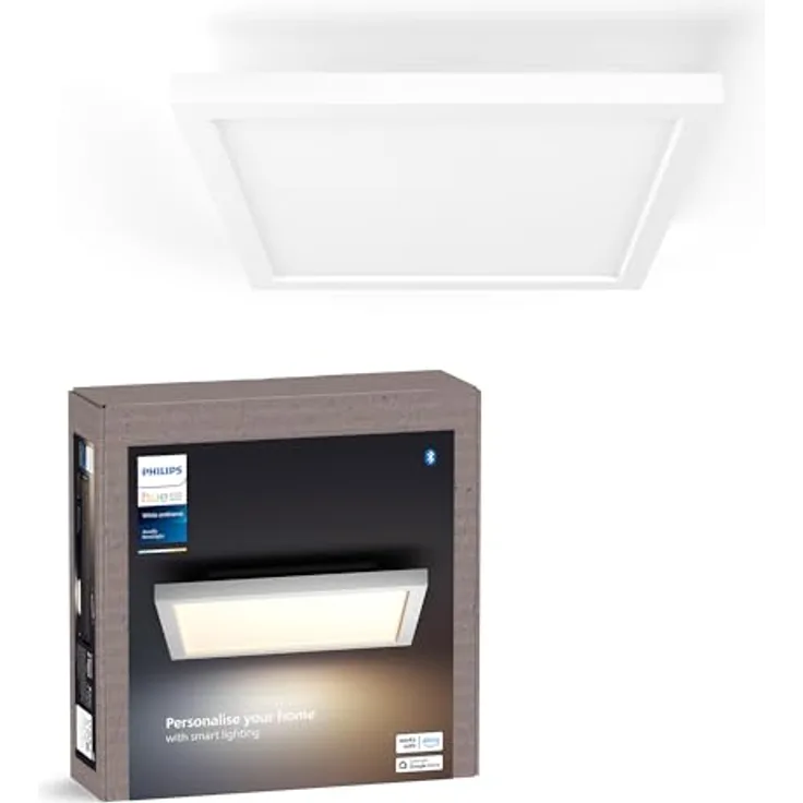 Philips Hue Aurelle White Ambiance, LED-Panelleuchte 30 cm x 30 cm, smarte Deckenbeleuchtung in Weiß mit 50.000 Weißtönen