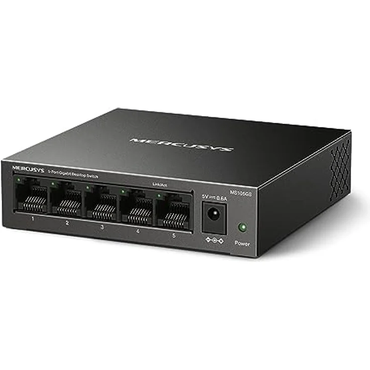 MERCUSYS MS105GS 5-Ports Gigabit Netzwerk Switch, Unmanaged LAN Switch Netzwerk Switch, Plug and Play, Metallgehäuse, Lüfterlos, 10/100/1000 Mbps, Stahlgehäuse, Energiesparend – Bild 2