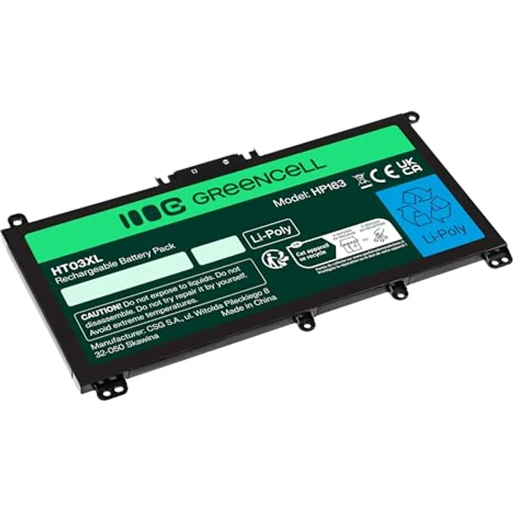 Green Cell Laptop-Batterie HT03XL, Lithium-Polymer, 3550 mAh, 3 Zellen, Schwarz, für HP 240 G7, 245 G7, 250 G7, 255 G7 Notebooks – Bild 2