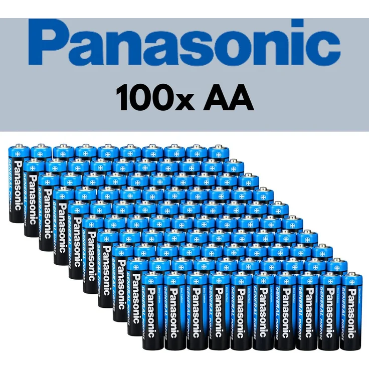 Panasonic Batteries Zink Kohle R6 / AA / 1,5V, 100er Pack, ideal für Fernbedienungen und Haushaltsgeräte