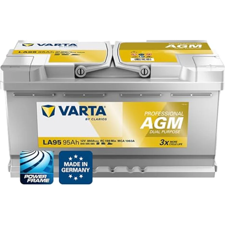 Varta LA95, Professional AGM Autobatterie 12V mit 95Ah und 850A, wartungsfrei und zyklenfest für Wohnmobile und Boote – Bild 1
