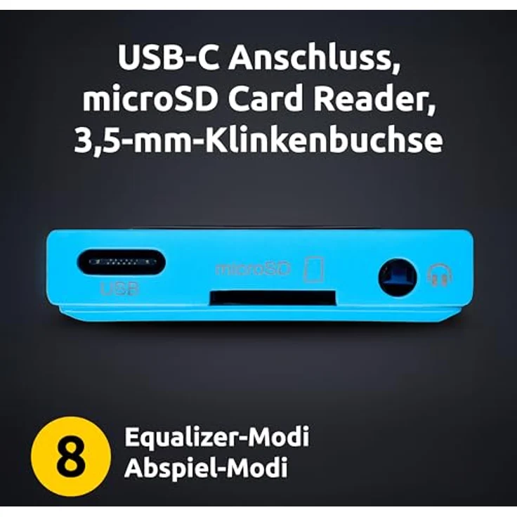 Intenso Video Scooter BT MP3 Player, Bluetooth 5.0, 1,8 Zoll Farbdisplay, 64 GB microSD, bis 18h Akku, inklusive Kopfhörer, blau – Bild 5