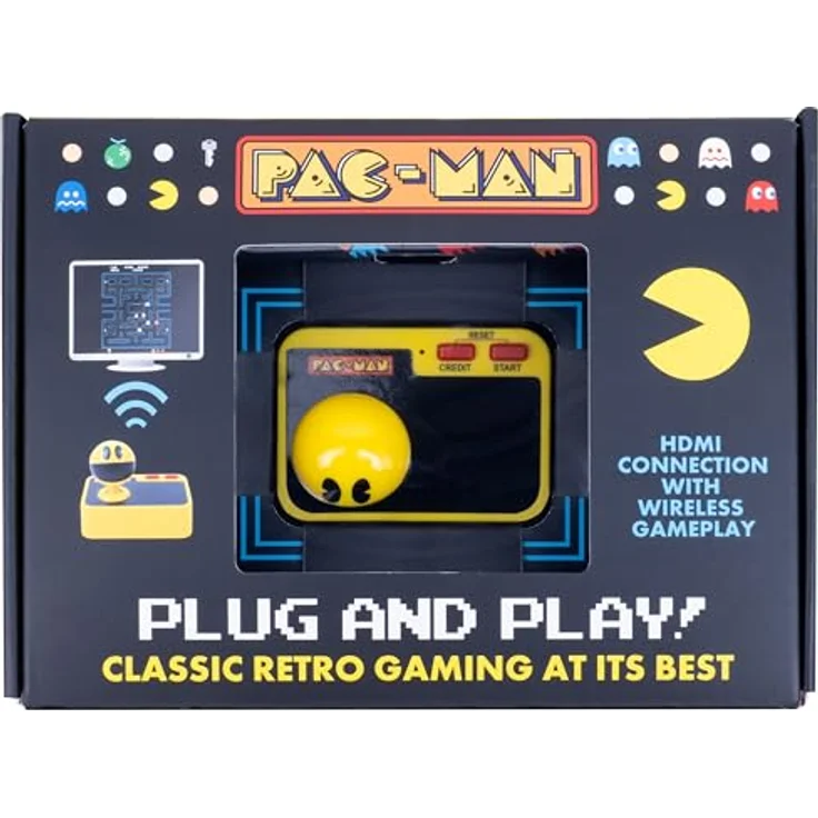 Fizz Creations PAC-MAN Plug and Play, HDMI Konsole mit kabellosem Controller und USB-C Anschluss – Bild 1