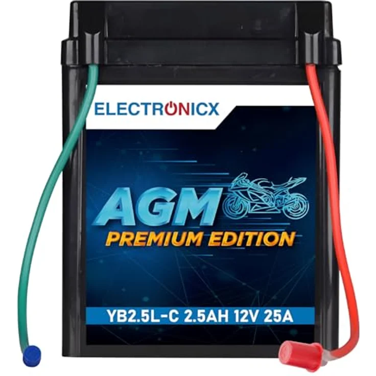 Electronicx AGM-YB2.5L-C AGM Motorradbatterie 2.5Ah 12V, wartungsfrei, auslaufsicher, rüttelfest für Motorrad, Roller und Quad – Bild 1