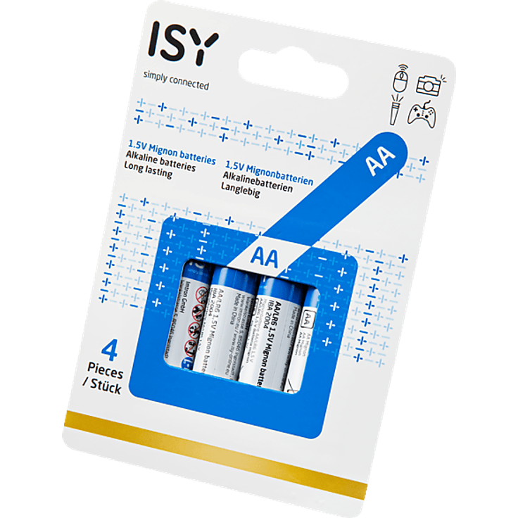 ISY IBA-2004 AA Batterie, 1.5 Volt, 4 Stück, leistungsstark und langlebig