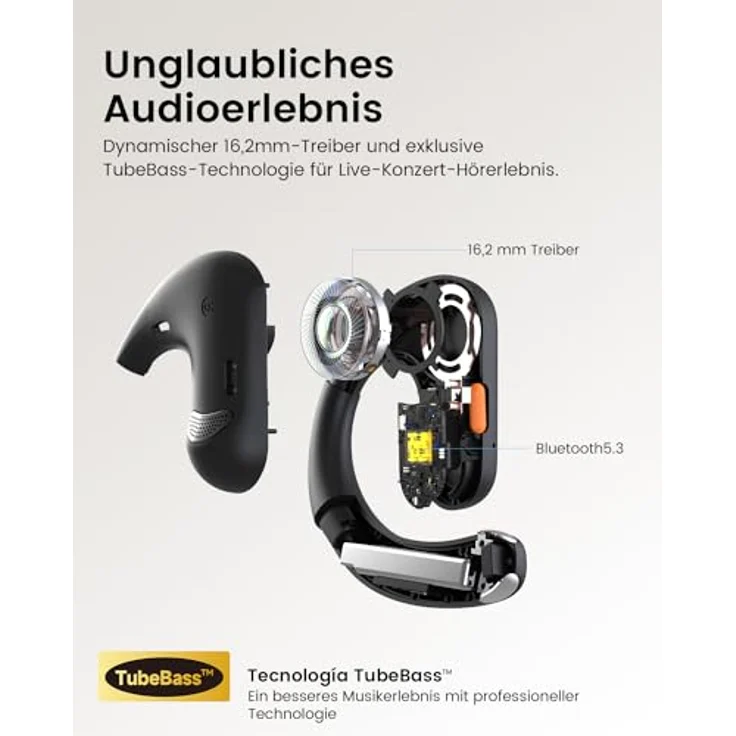 EKSA S30 Open Ear Bluetooth Kopfhörer, Bluetooth 5.3, 70 Stunden Akku, ENC Mikrofon, IPX5 wasserdicht, tiefer Bass für Büroarbeit und Sport – Bild 4