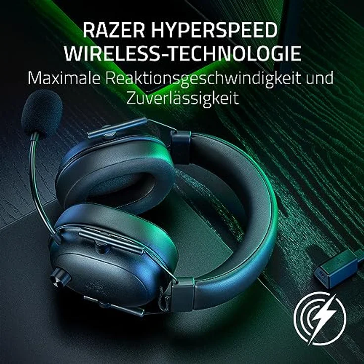 Razer BlackShark V2 HyperSpeed - Kabelloses ultra leichtes E-Sport-Headse (280g, HyperClear Super-Breitband-Mik, TriForce Titanium 50-mm-Treiber) Schwarz – Bild 4