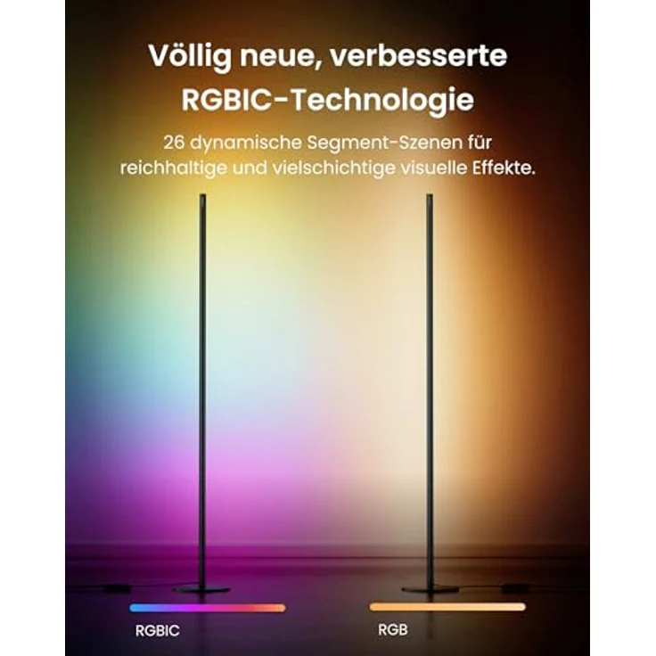 SwitchBot RGBICWW Stehlampe, smarte dimmbare LED-Floor Lamp in Schwarz mit Matter Unterstützung, Apple Home, Alexa, Google Home, Musik- und Szenenmodi – Bild 3