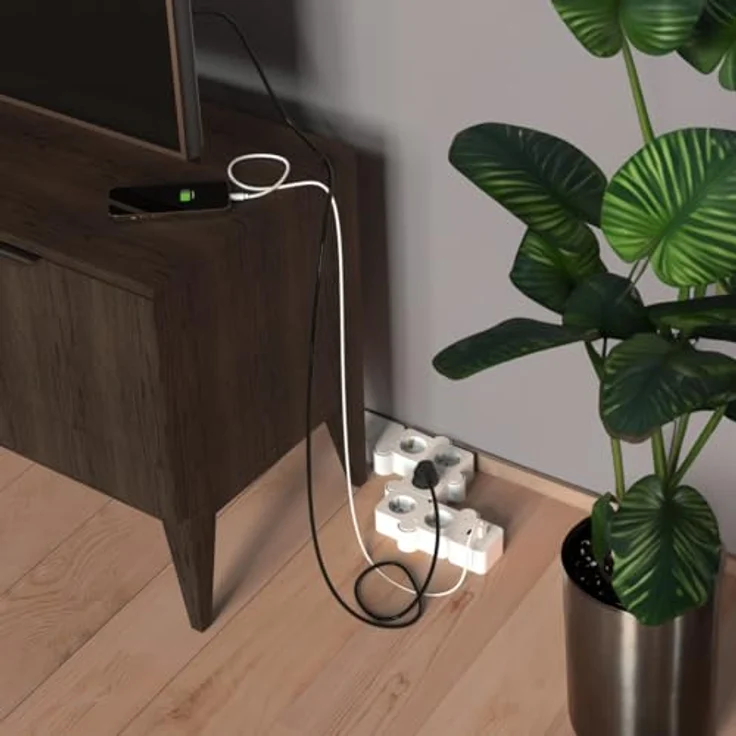 Hama Steckdosenleiste 00223190 Verlängerungskabel 1,4 m 5 AC-Ausgänge Drinnen Weiß besser=Würfel-Form, 2 USB-Ladebuchsen, erhöhter Berührungsschutz – Bild 2