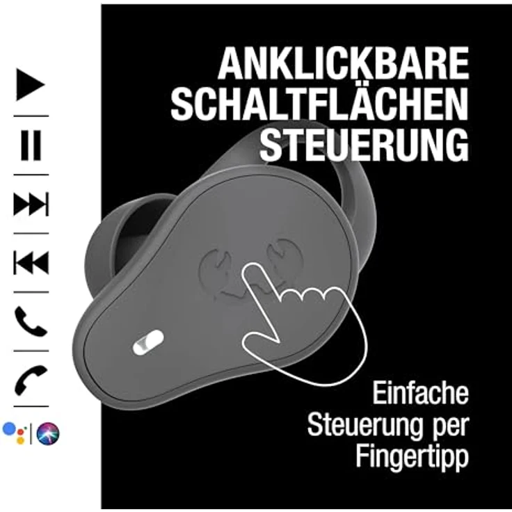 Fresh 'n Rebel Twins Move, kabellose In-Ear Bluetooth Sport Kopfhörer, Spritzwassergeschützt, Dual Master, Mit Mikrofon und klickbarer Taste und Lautstärkeregler, 30 Stunden Spielzeit (Storm Grey) – Bild 4