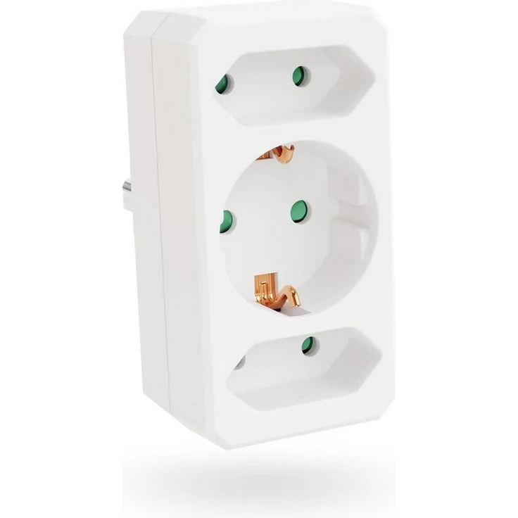 greate. 3fach Steckdosenadapter bis 3500W - 3er Mehrfachsteckdose ohne Kabel Mehrfachsteckdose 3-fach (Erhöhter Berührungsschutz) - IP20, weiß – Bild 1