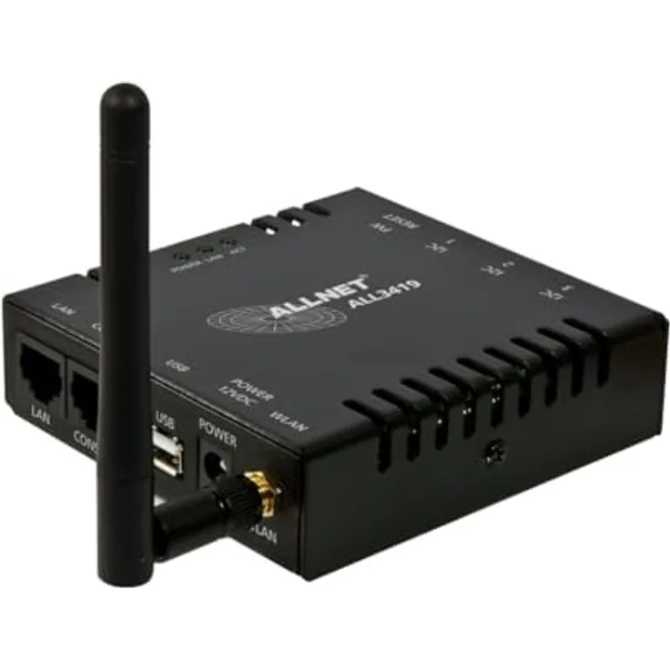 ALLNET ALL3419 Drahtlos & Verkabelt, IP Temperatur-Sensorzentrale mit externem Temperatursensor, Schwarz