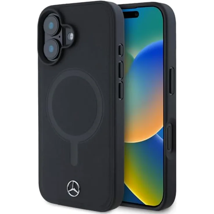 CG MOBILE Mercedes-Benz Hülle Kompatible mit iPhone 16 Back-Cover hul - Kompatible mit Magsafe Plain Smooth - Schwarz