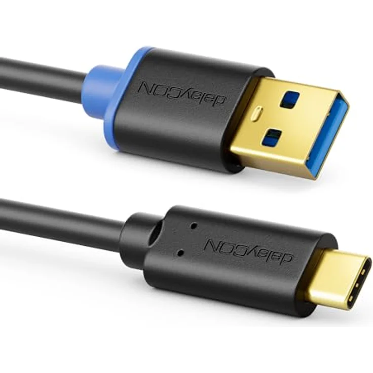 deleyCON 1m USB C Kabel USB 3.0 Ladekabel Datenkabel 5 Gbit/s USB-A auf USB-C in Schwarz, für iPhone 16 15 Pro Max Samsung Galaxy S25 S24 S23 Pixel iPad Pro MacBook Air Tablets Switch PS5 Notebook PC – Bild 2