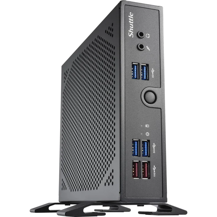 Shuttle XPC slim PC Barebone DS50U, 8 GB DDR5, lüfterlos, 1,3L, Intel Celeron 7305, zwei M.2-Steckplätze, robustes Metallgehäuse