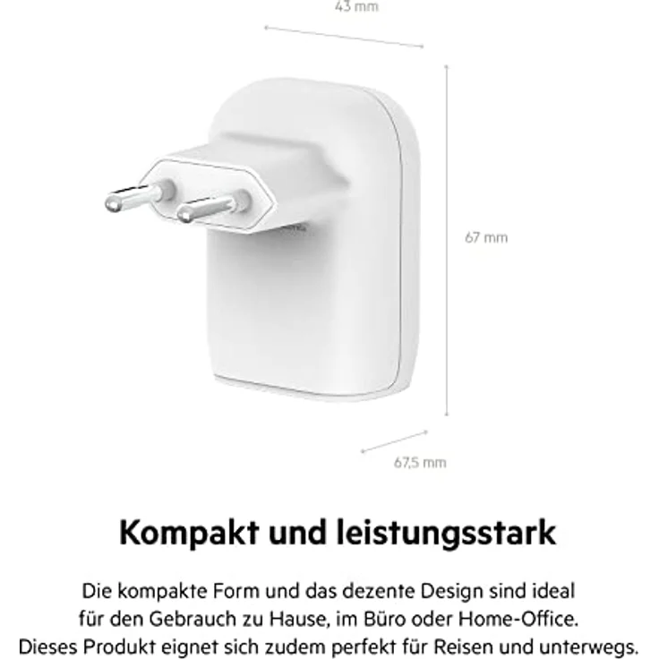 Belkin Dual Netzladegerät 37W USB-C 25W PD + USB-A WCB007vfWH – Bild 5