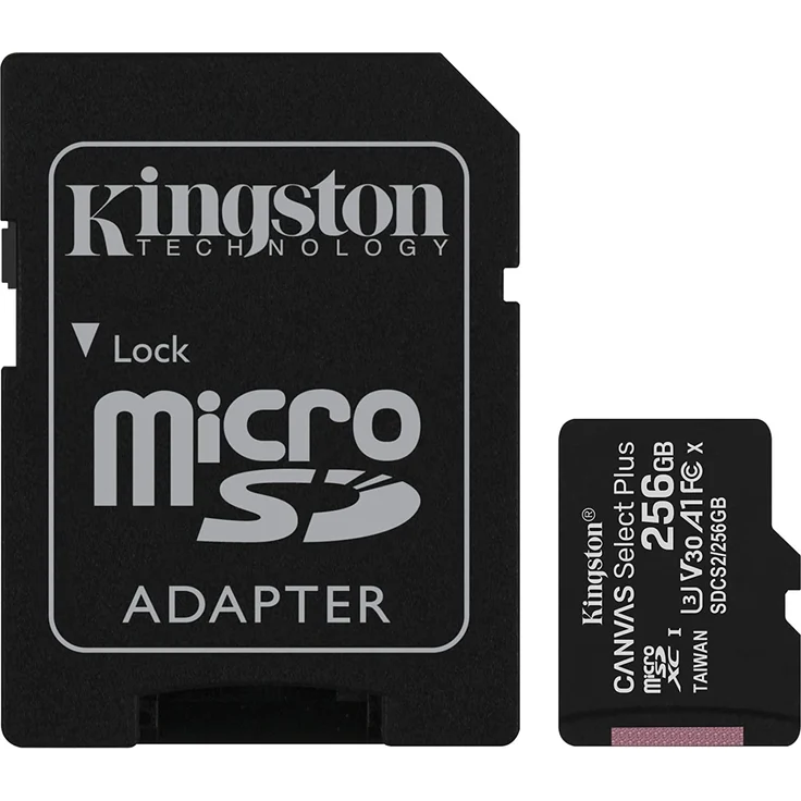 Kingston Canvas Select Plus microSD Speicherkarte, SDCS2-256GB Class 10 (inkl. SD Adapter) – Bild 1