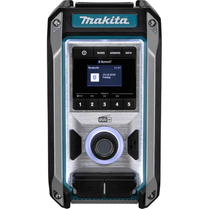 Makita DMR115 ohne Akku, inkl. Bluetooth, Netzteil Baustellenradio mit Bluetooth, geeignet für Outdoor, spritzwassergeschützt, blau – Bild 12