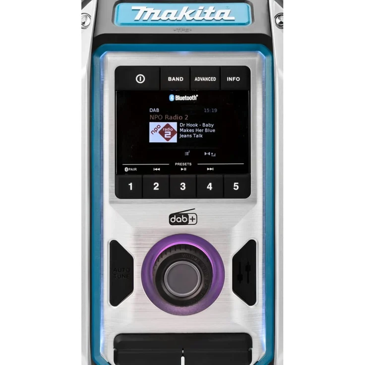 Makita DMR115 ohne Akku, inkl. Bluetooth, Netzteil Baustellenradio mit Bluetooth, geeignet für Outdoor, spritzwassergeschützt, blau – Bild 14