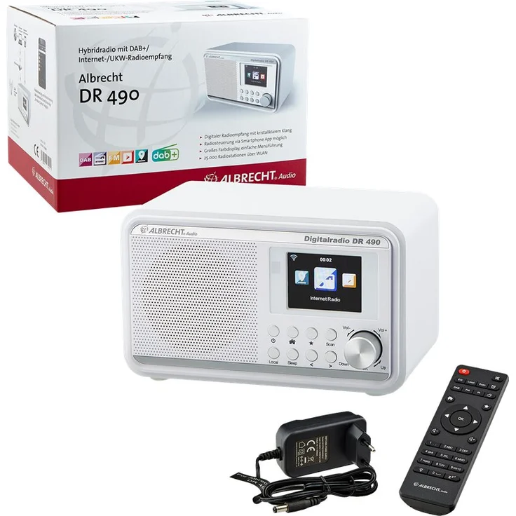 Albrecht DR490 Hybridradio mit Farbdisplay, 27491, DAB-Internet-UKW-Empfang, Radiosteuerung via Smartphone-App, Farbe: weiß – Bild 5