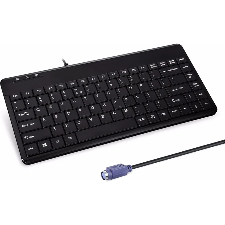 Perixx PERIBOARD-409 P, DE QWERTZ, Mini PS/2-Tastautur, 2 Hubs, schwarz (PERIBOARD-409 P) – Bild 3