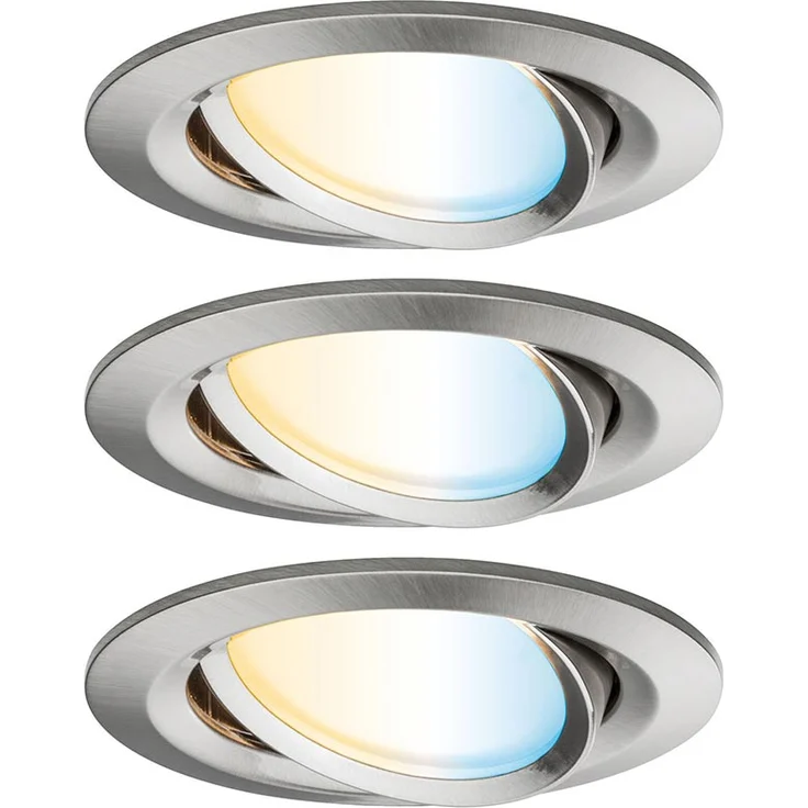 Paulmann 92962 Nova Plus LED Einbauleuchte SmartHome Zigbee Set rund schwenkbar incl. 3x6 Watt Tunable White dimmbar Einbaustrahler Eisen gebürstet Spot Alu Zink Einbaulampe 2700 K – Bild 1
