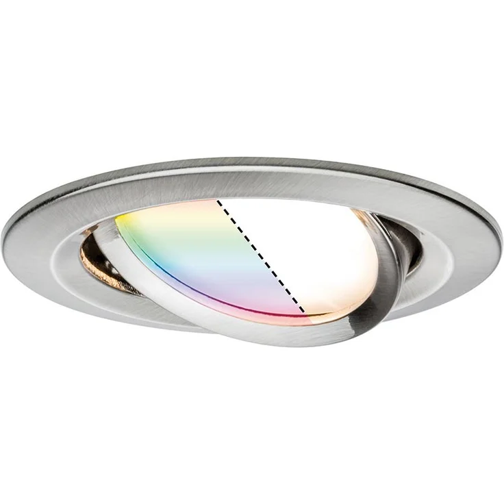 Paulmann Coin 92965 Nova Plus LED Einbauleuchte SmartHome Zigbee Set rund schwenkbar incl. 3x2,5 Watt RGBW dimmbar Einbaustrahler Eisen gebürstet Spot Alu Zink Einbaulampe 2700 K, 7.5 W – Bild 4